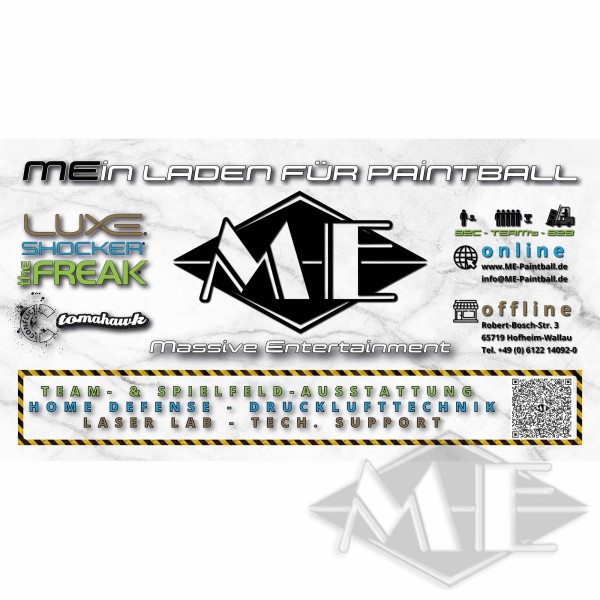 Bauzaun-Banner "ME-Paintball - Adresse" 335 x 180 cm